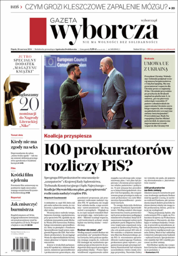 Portada de Gazeta Wyborcza (Polonia)