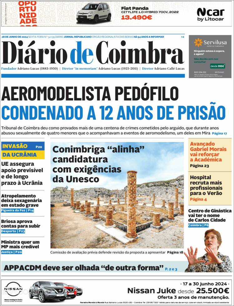 Portada de Diário de Coimbra (Portugal)