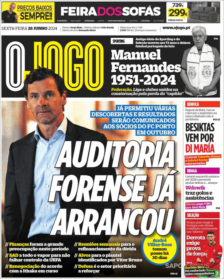 Portada de O Jogo (Portugal)