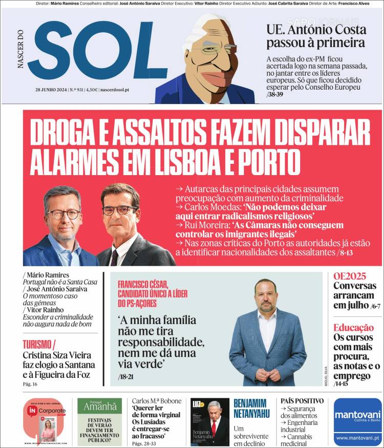Portada de Jornal Sol (Portugal)