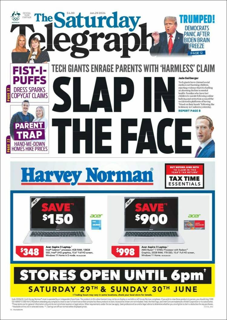 Portada de The Daily Telegraph (Australia)