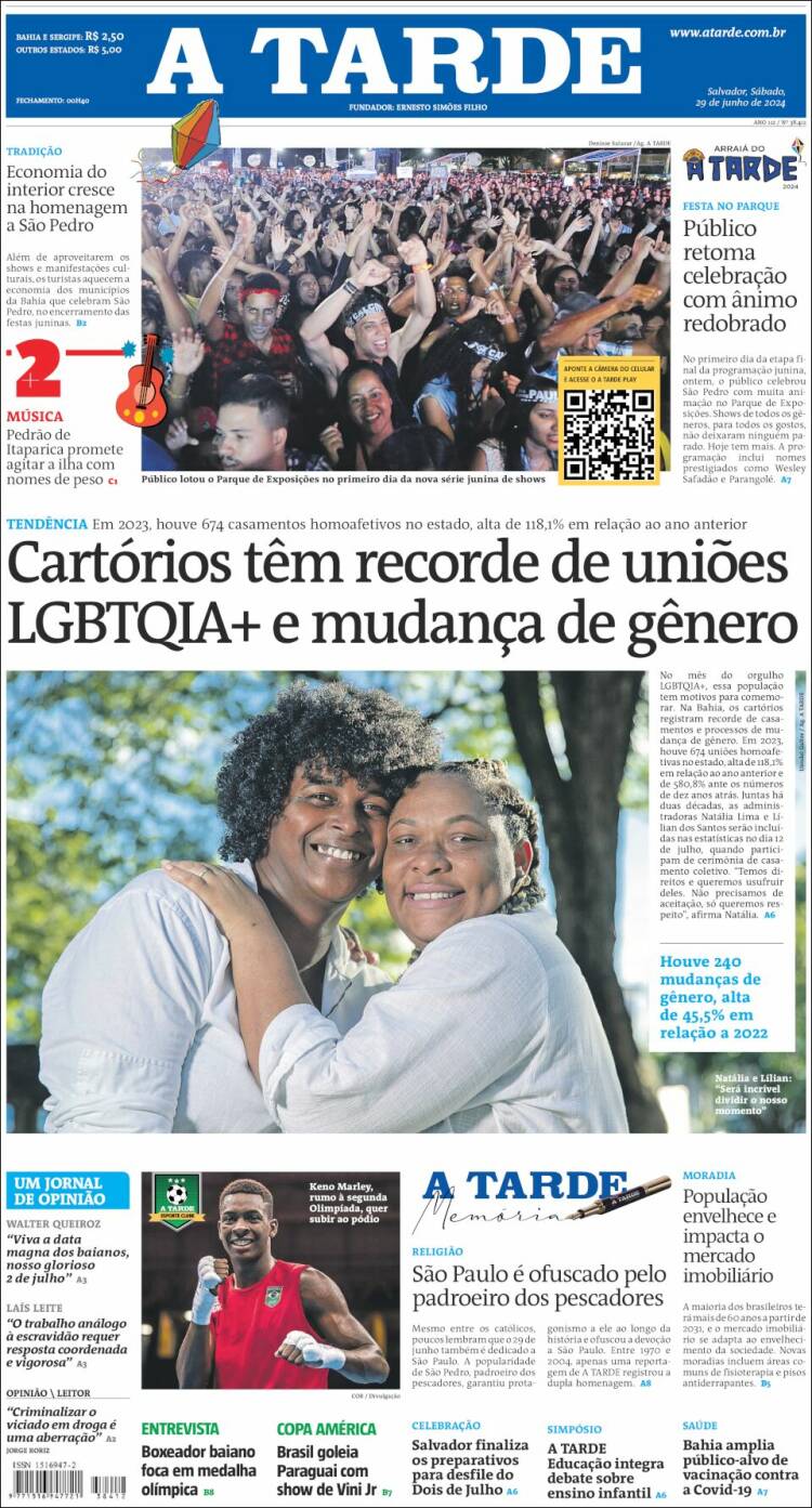Portada de Diário A Tarde (Brasil)