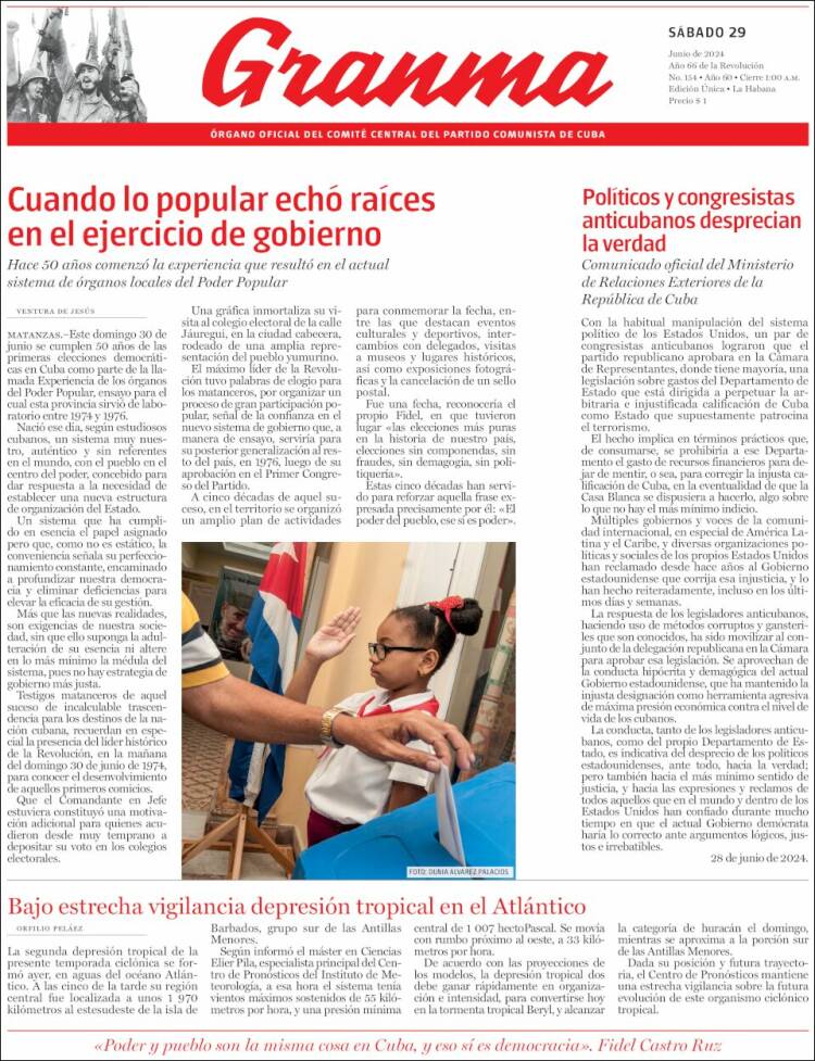 Portada de Granma (Cuba)