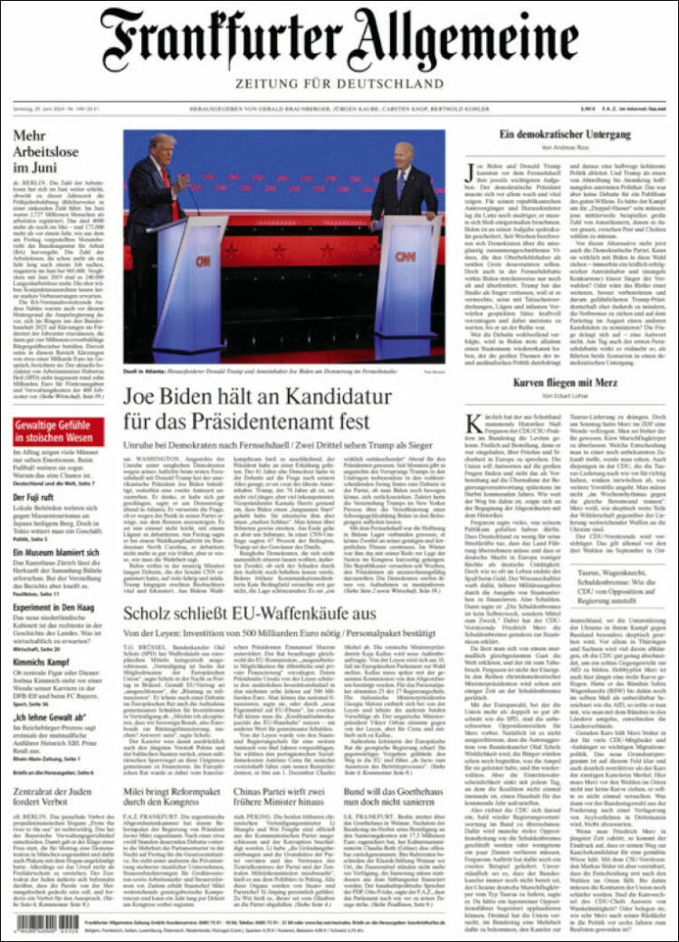 Portada de Frankfurter Allgemeine (Alemania)