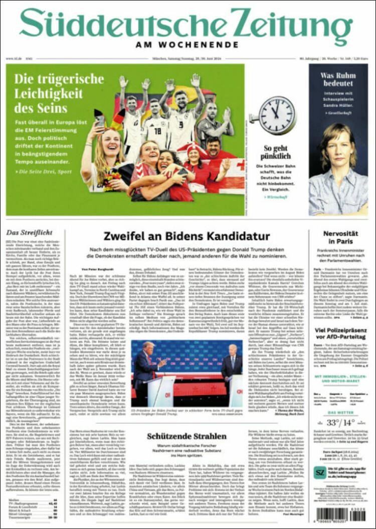 Portada de Sueddeutsche (Alemania)