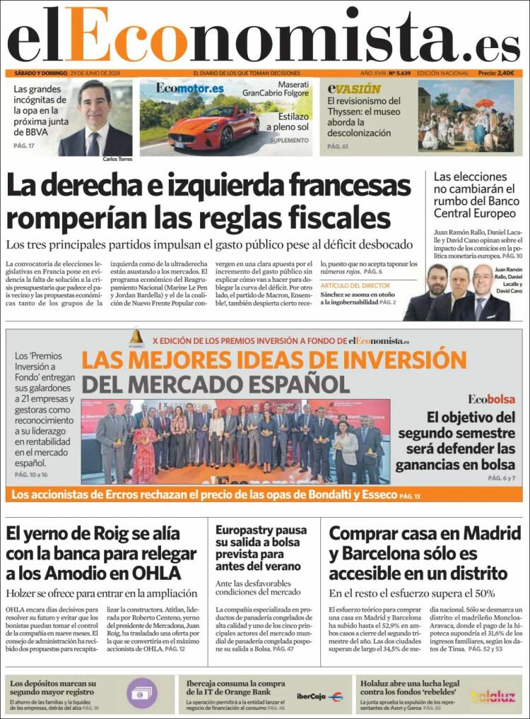 Portada de El Economista (Espa&ntilde;a)
