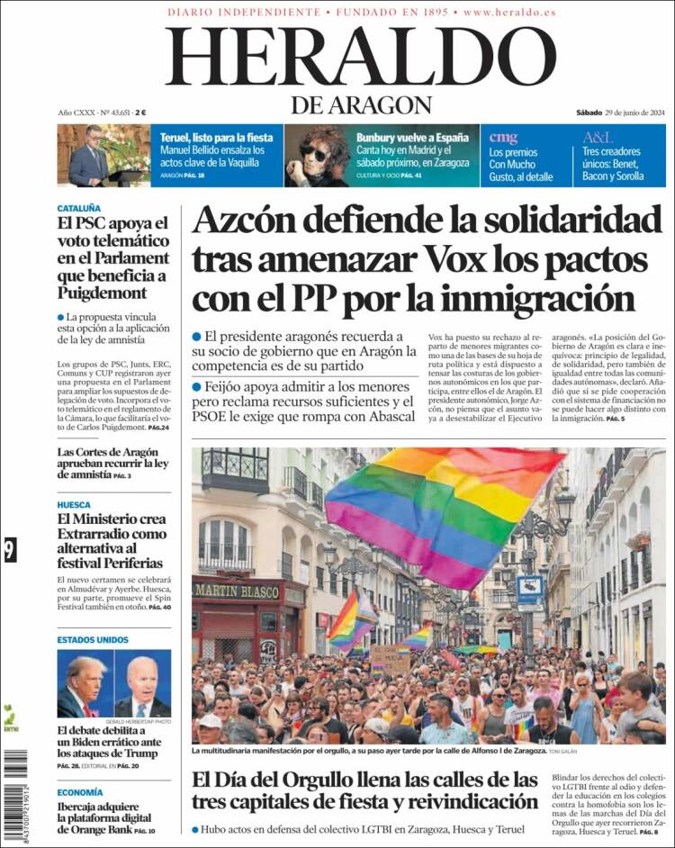 Portada de Heraldo de Aragón (Espa&ntilde;a)