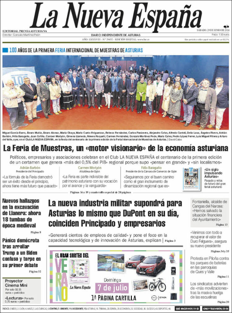Portada de La Nueva España (Espa&ntilde;a)
