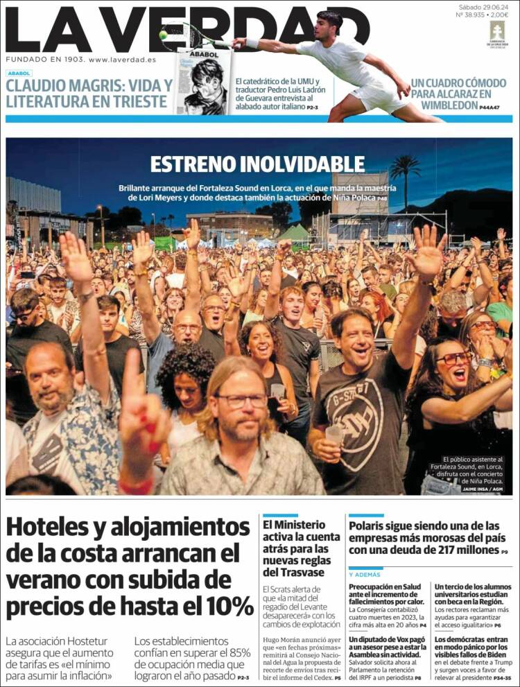 Portada de La Verdad de Murcia (Espa&ntilde;a)