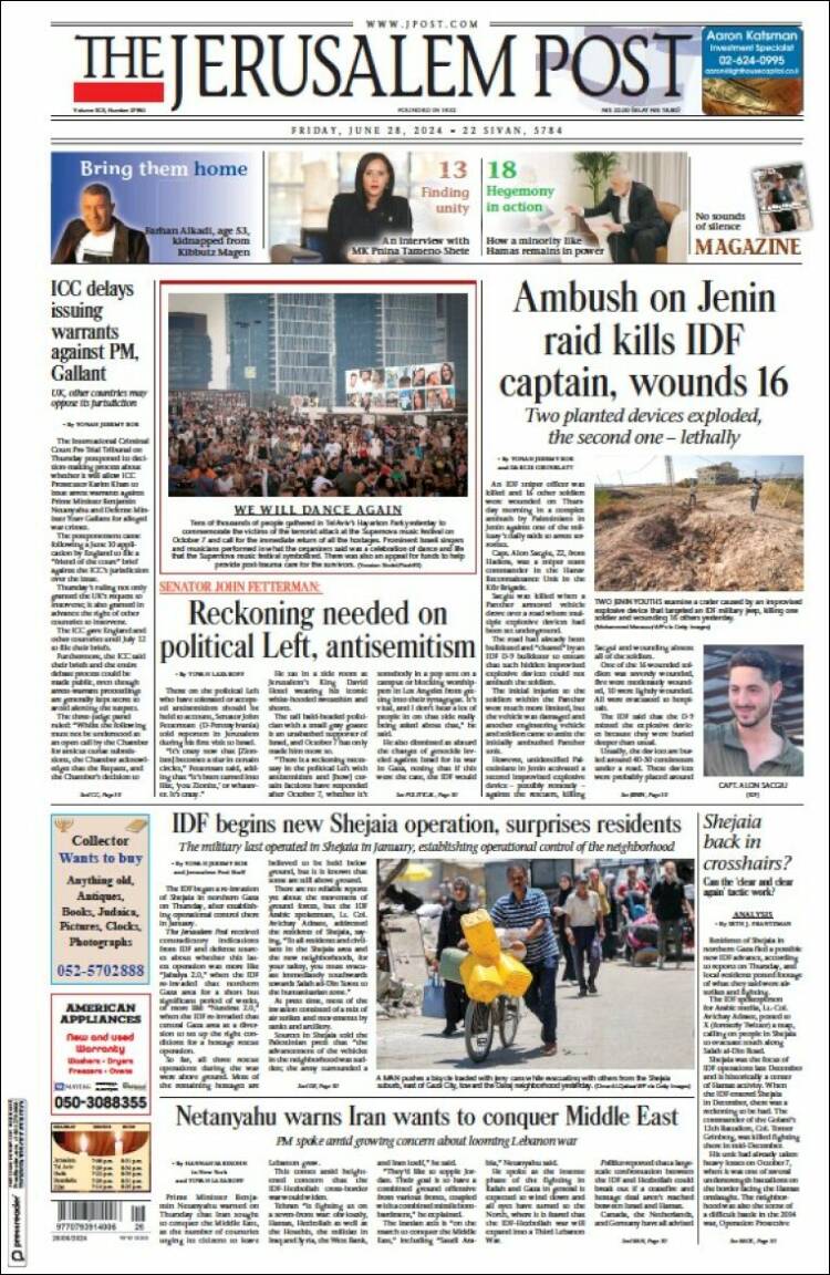 Portada de The Jerusalem Post (Israel)