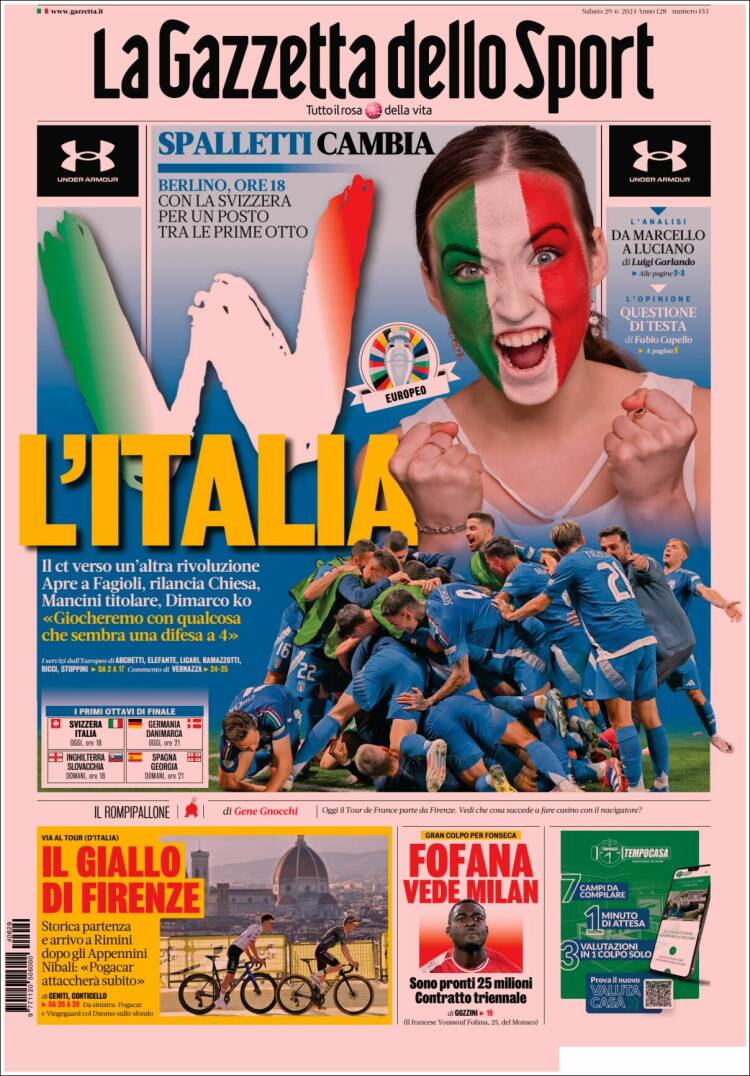 Portada de La Gazzetta dello Sport (Italia)