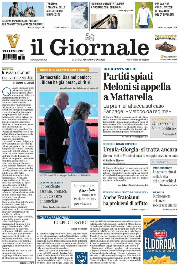 Portada de il Giornale (Italia)