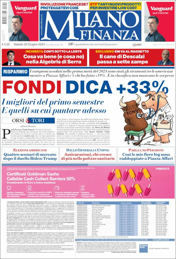 Portada de Milano Finanza (Italia)
