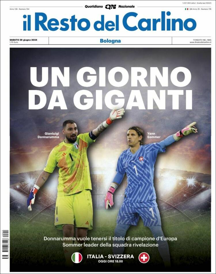 Portada de Il Resto del Carlino (Italia)