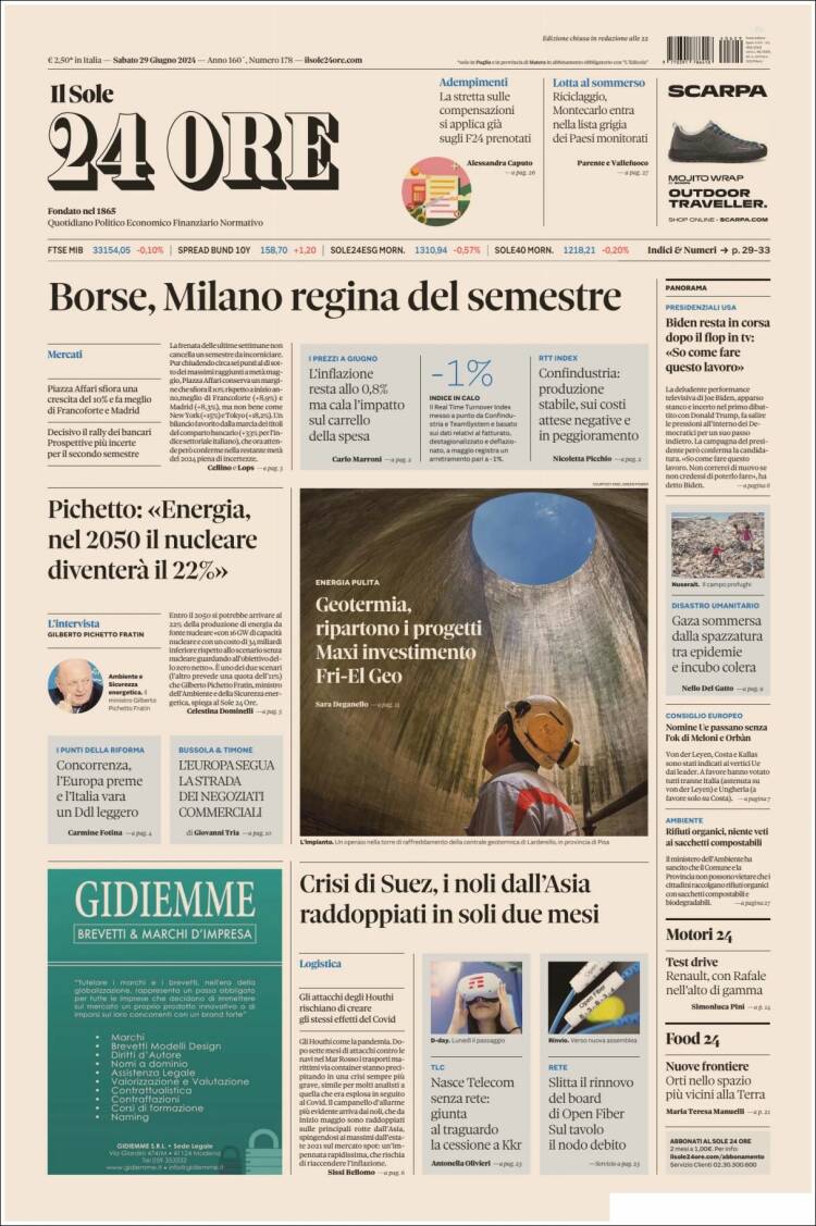 Portada de Il Sole 24 ORE (Italia)