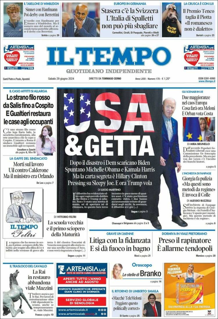 Portada de Il Tempo (Italia)
