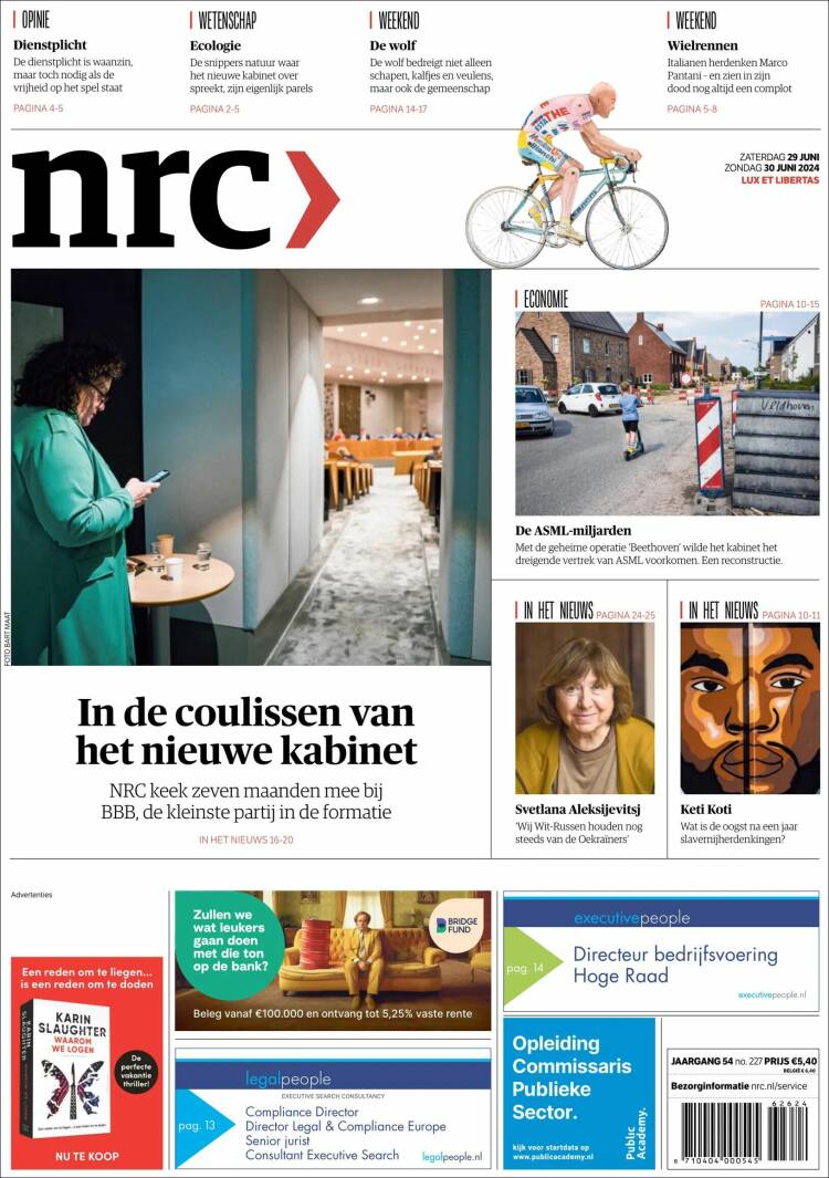 Portada de NRC Handelsblad (Pa&iacute;ses Bajos)
