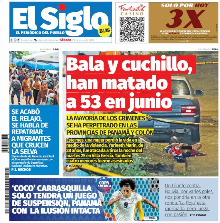 Portada de El Siglo (Panam&aacute;)