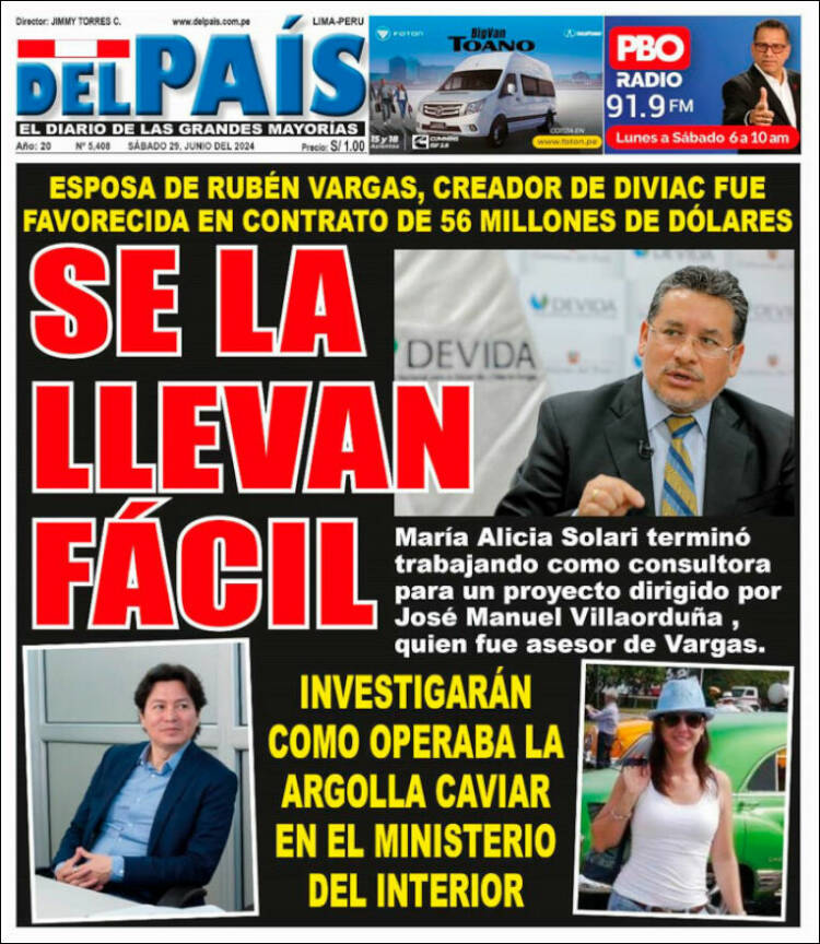 Portada de Del País (Per&uacute;)
