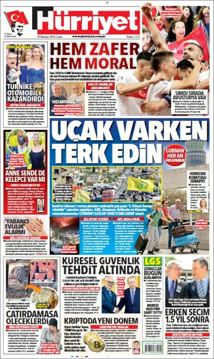 Portada de Hürriyet (Turqu&iacute;a)
