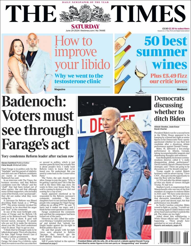Portada de The Times (Reino Unido)