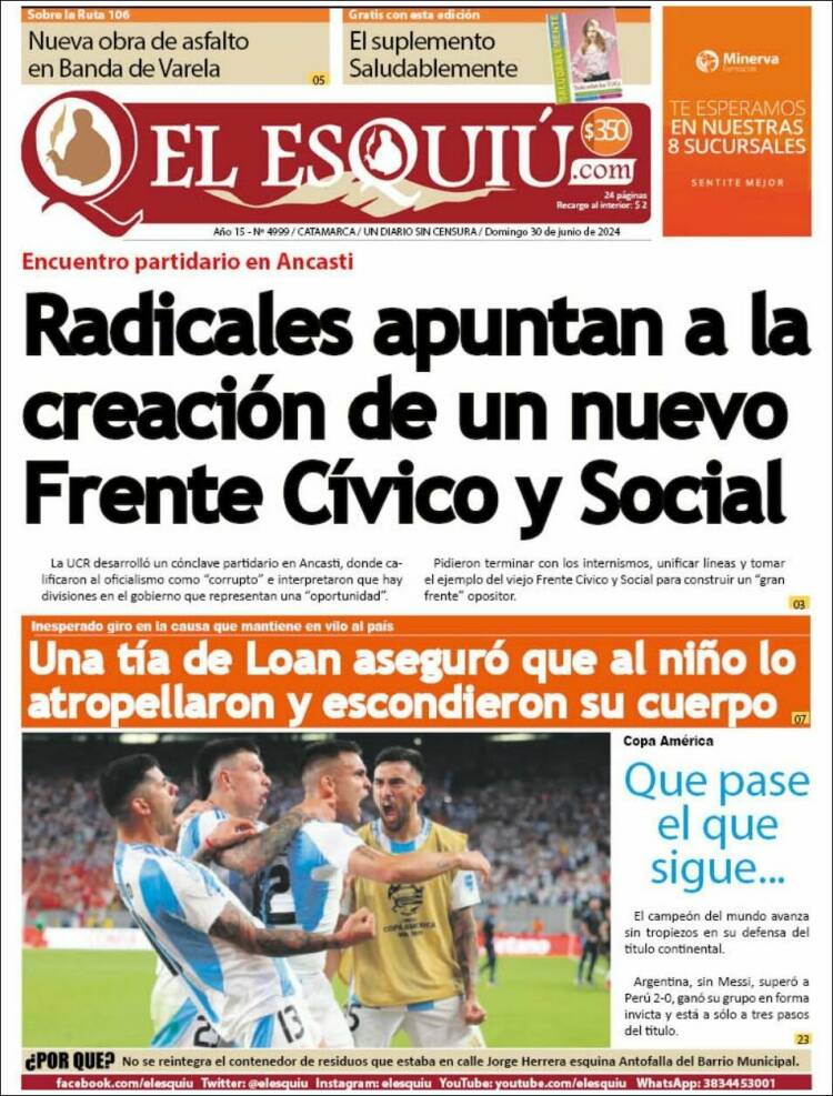Portada de El Esquiu (Argentina)