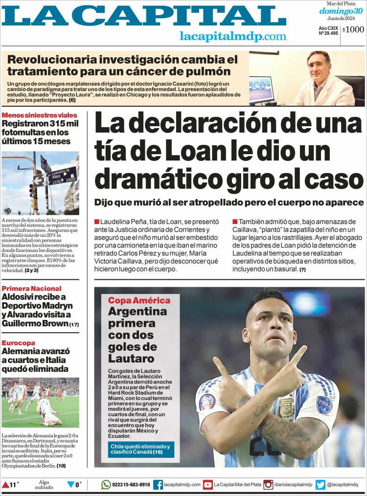 Portada de Diario La Capital - Mar del Plata (Argentina)