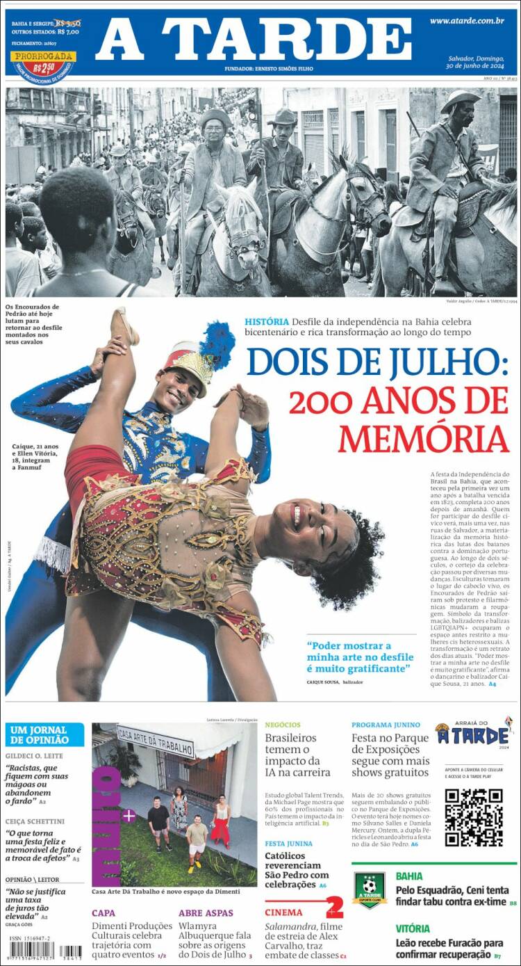 Portada de Diário A Tarde (Brasil)