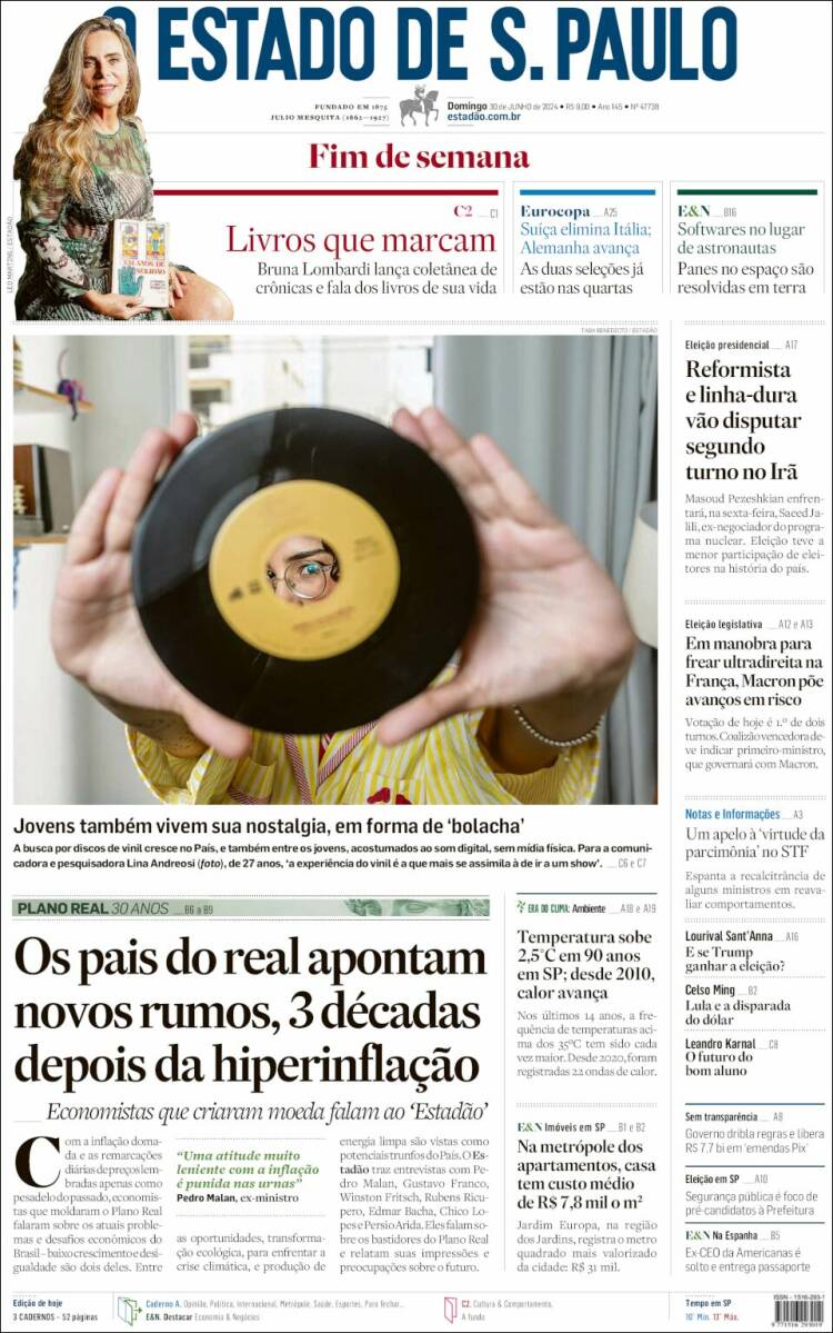 Portada de O Estado de São Paulo (Brasil)