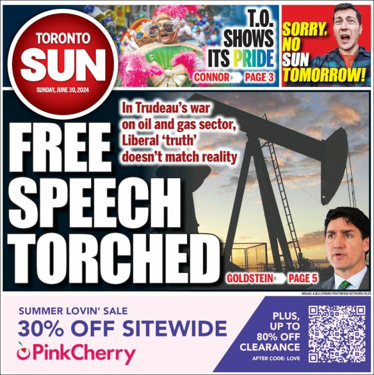 Portada de The Toronto Sun (Canadá)