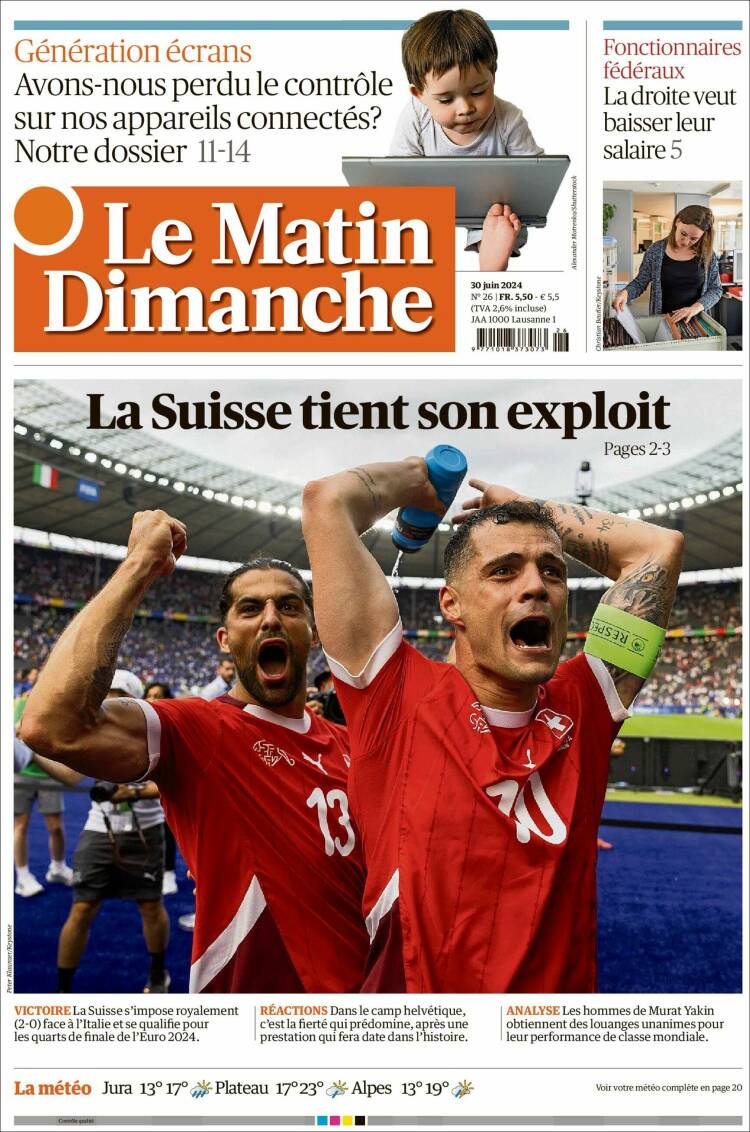 Portada de Le Matin (Suiza)