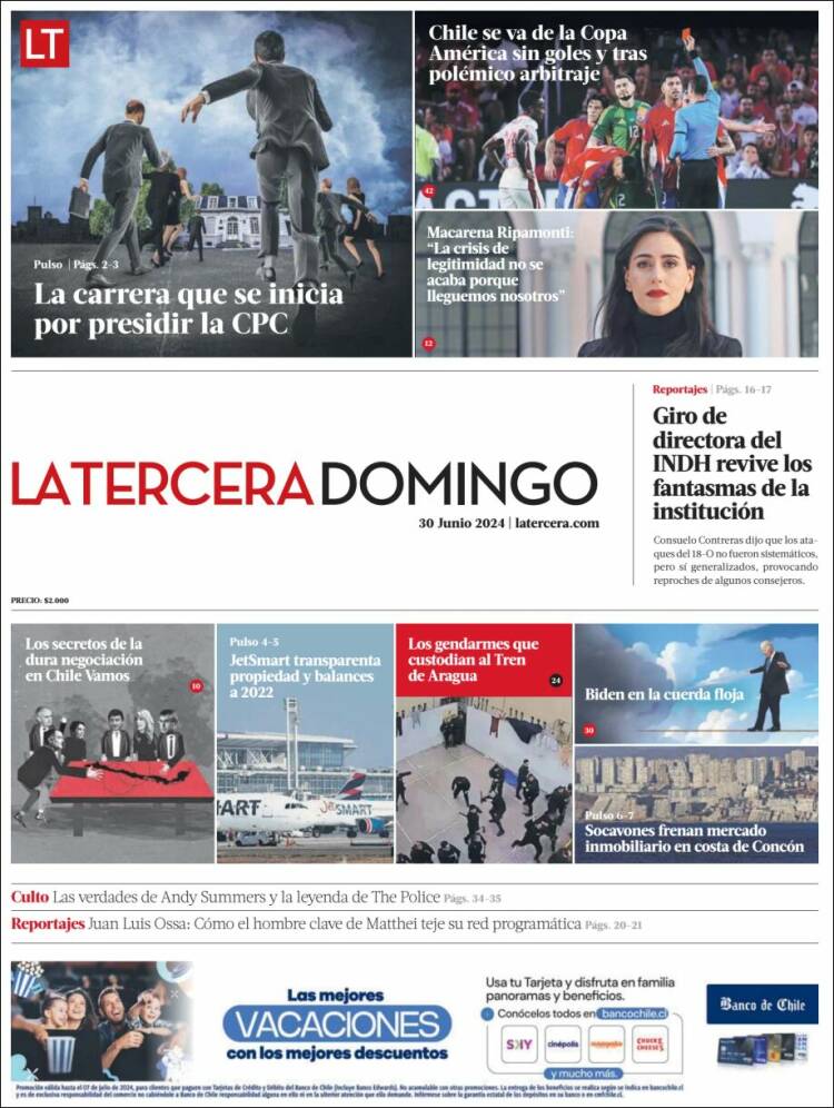 Portada de La Tercera (Chile)