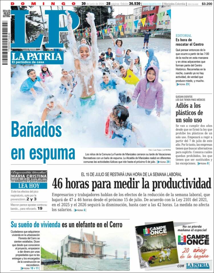 Portada de La Patria (Colombia)