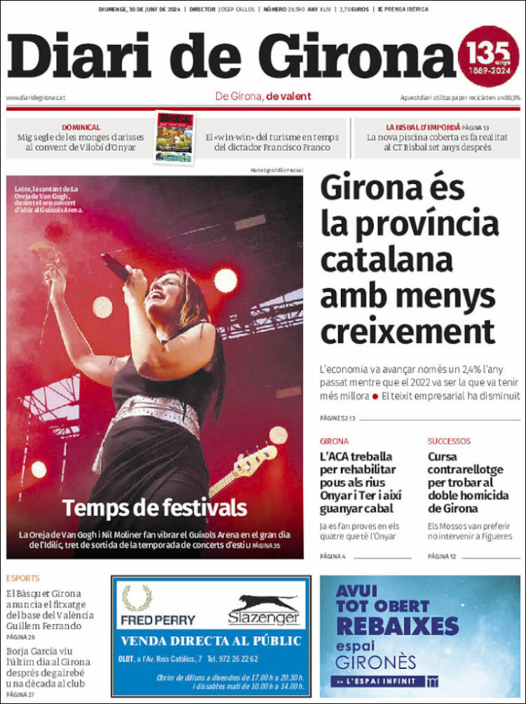 Portada de Diari de Girona (España)