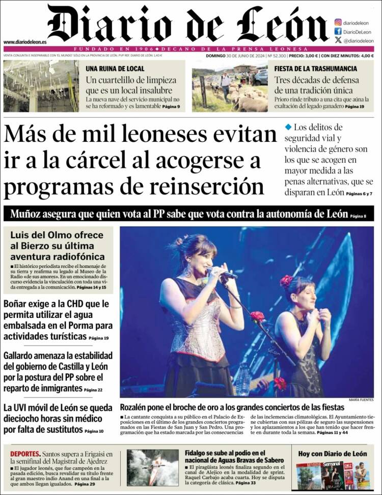 Portada de Diario de León (España)