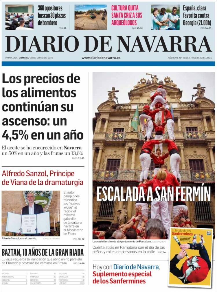 Portada de Diario de Navarra (España)