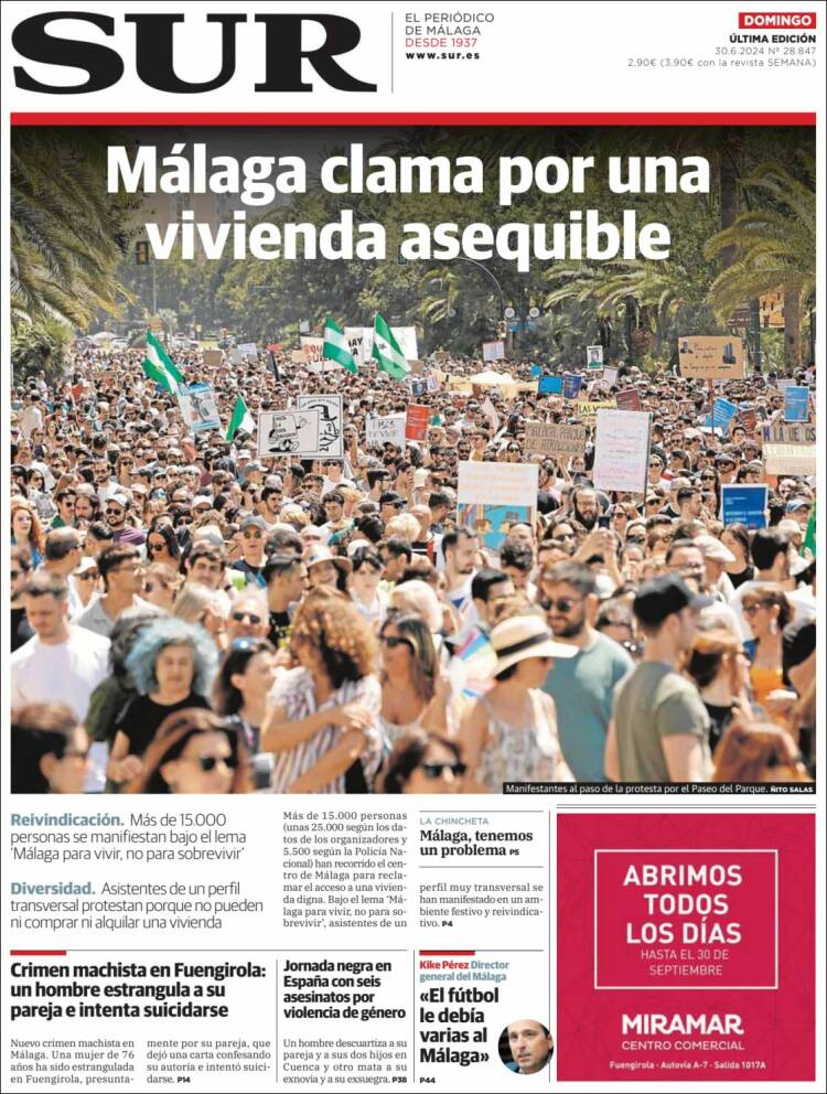 Portada de Diario el Sur (España)