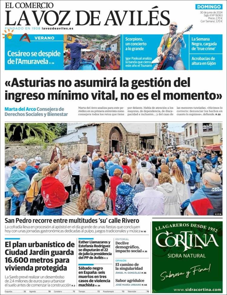 Portada de El Comercio - Avilés (España)