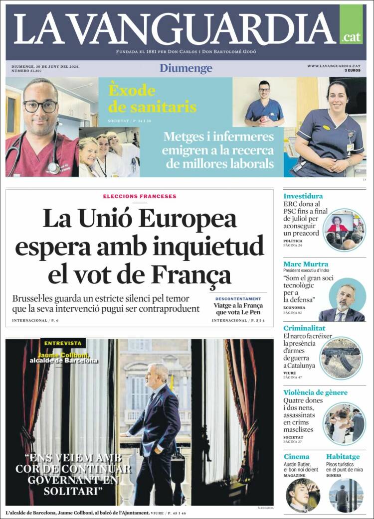 Portada de La Vanguardia (España)