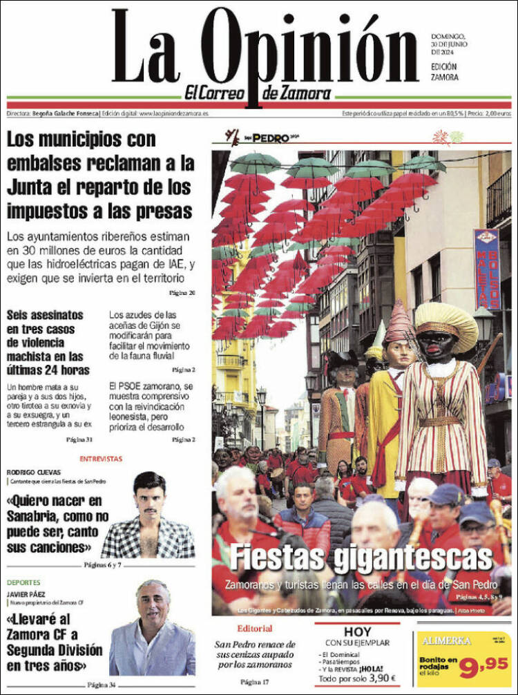 Portada de La Opinión - El Correo de Zamora (España)