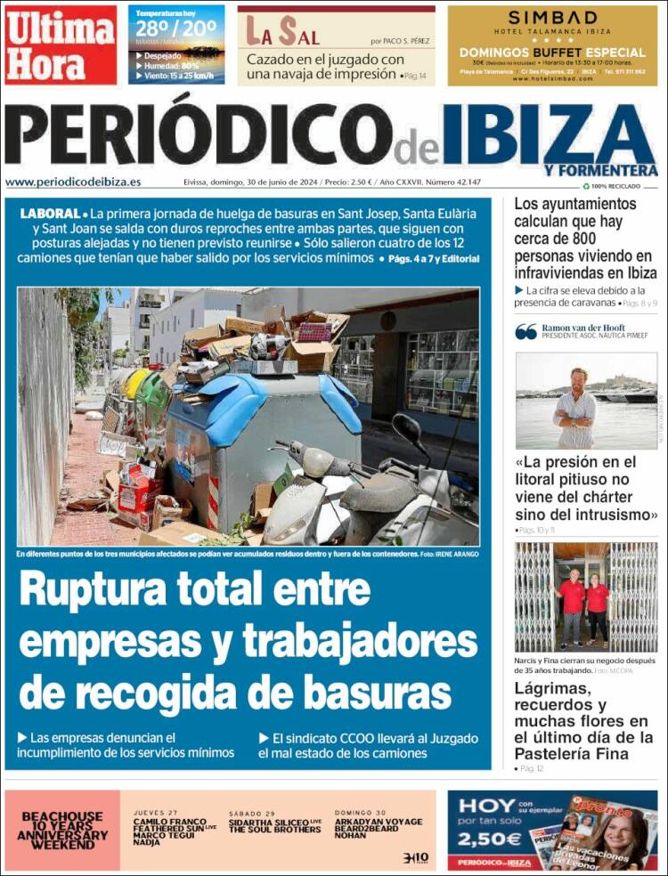 Portada de Periódico de Ibiza (España)