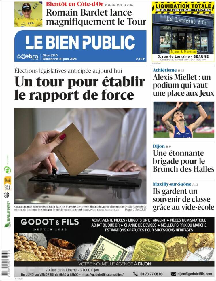 Portada de Le Bien Public (Francia)