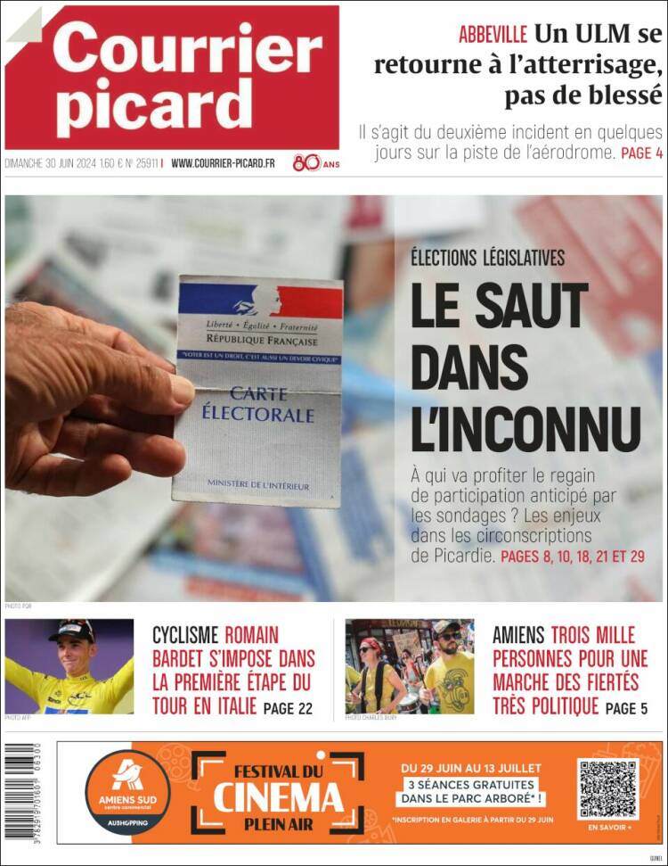 Portada de Courrier Picard (Francia)