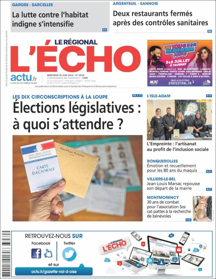 Portada de L'Echo de la Haute-Vienne (Francia)