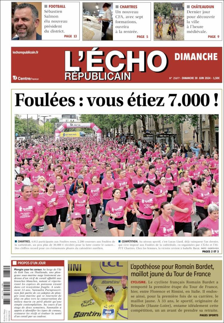 Portada de L'Echo Républicain (Francia)