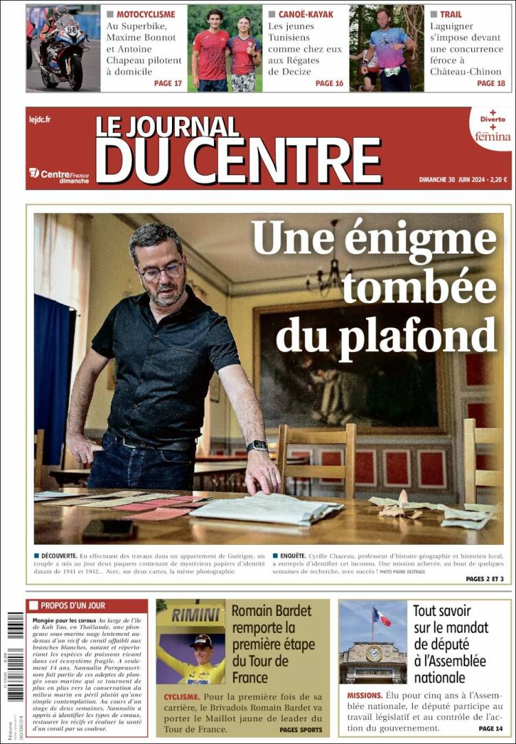 Portada de Le Journal du Centre (Francia)