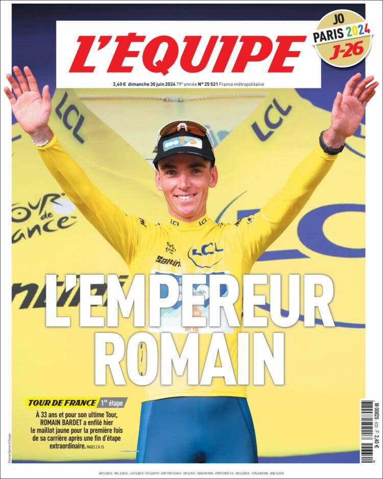 Portada de L'Equipe (Francia)