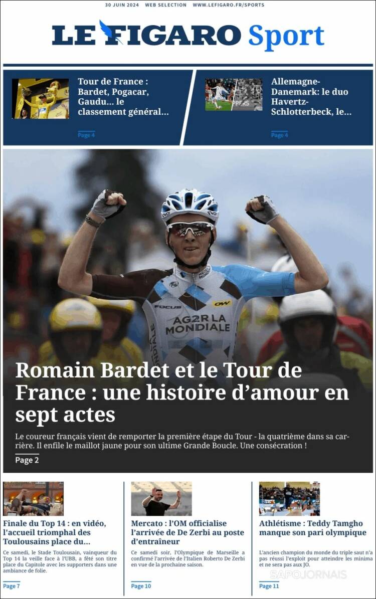 Portada de Le Figaro Sport (Francia)