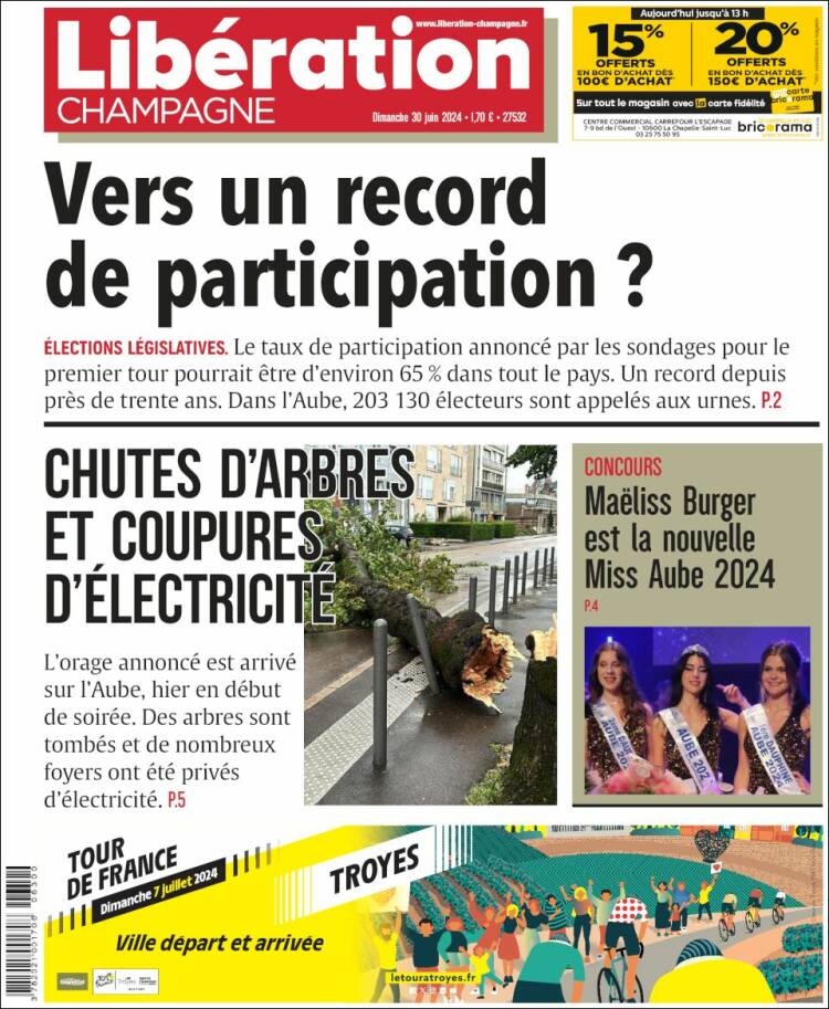 Portada de Libération Champagne (Francia)