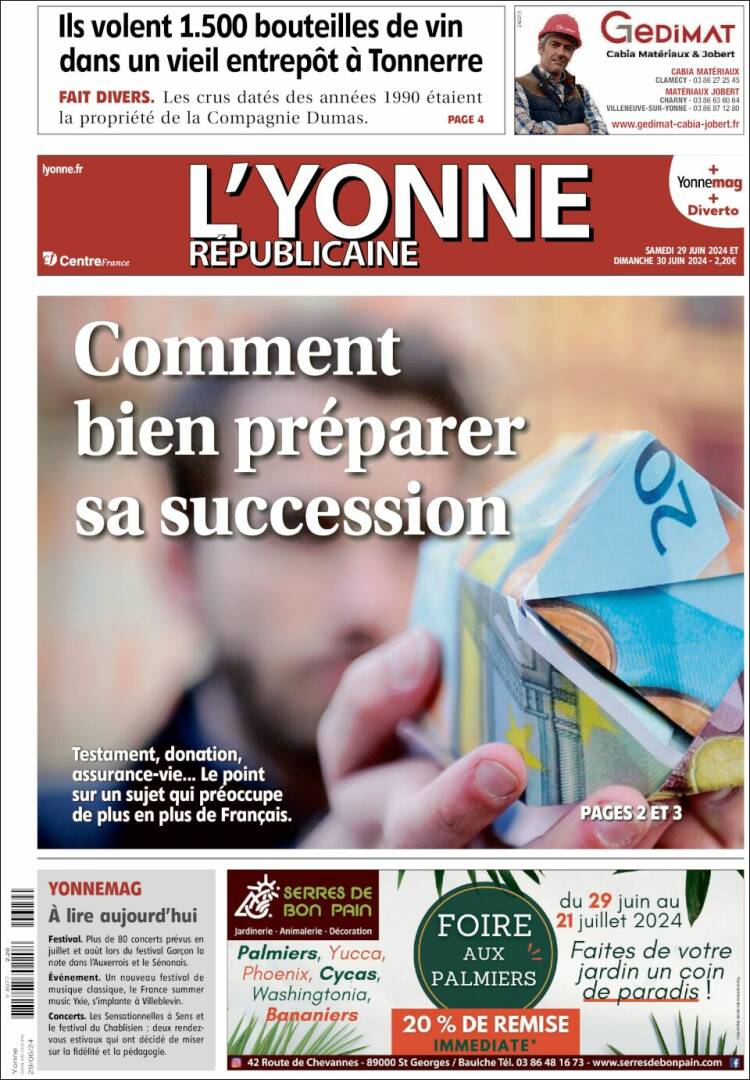 Portada de L'Yonne-Républicaine (Francia)